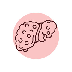 Cirrhosis liver color line icon. Human diseases.