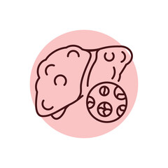 Cirrhosis fibrosis color line icon. Human diseases.
