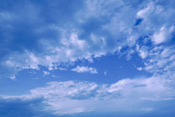 Blue sky full of white clouds, sunny day