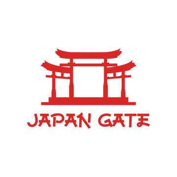 Traditional Japanese Gate, Japan historical landmark logo design vector