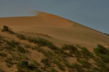 View of the Sarykum dune in summer in Dagestan