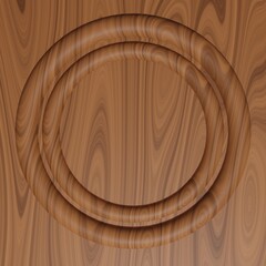 round wooden frame background with empty space for text, 3d render