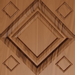 rhombus wooden frame background with empty space for text, 3d render