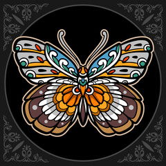 Obraz na płótnie Canvas Colorful Beautiful butterfly mandala arts. isolated on black background