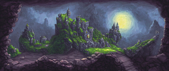 Artistic concept painting of medieval castle background 3d illustration.