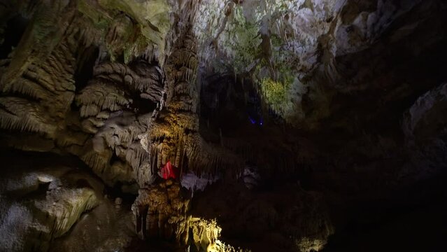 Stalactites and stalagnites in Prometheus Cave, Georgia.