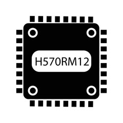 Computer cpu processor chip icon | Black Vector illustration |