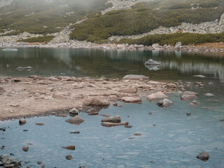 Obraz premium Observatory at Lake Skalnate pleso in the High Tatras in Slovakia