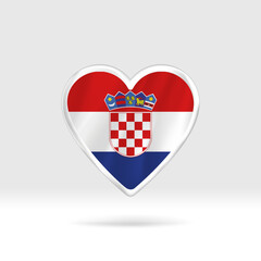 Naklejka premium Heart from Croatia flag. Silver button star and flag template. Easy editing and vector in groups. National flag vector illustration on white background.
