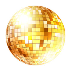 Obraz premium Illustration of retro 1980 disco ball in gold colors
