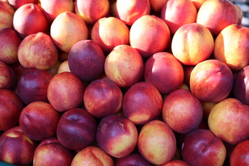 Peaches for sale at a bazaar in Croatia