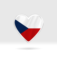 Heart from Czechia flag. Silver button star and flag template. Easy editing and vector in groups. National flag vector illustration on white background.