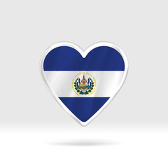 Heart from El Salvador flag. Silver button star and flag template. Easy editing and vector in groups. National flag vector illustration on white background.