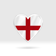 Heart from England flag. Silver button star and flag template. Easy editing and vector in groups. National flag vector illustration on white background.