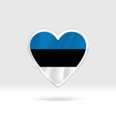 Heart from Estonia flag. Silver button star and flag template. Easy editing and vector in groups. National flag vector illustration on white background.