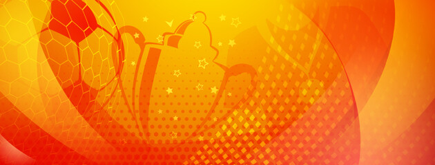 Abstract background on a football theme with big ball and other soccer symbols in national colors of Spain © Olga Moonlight