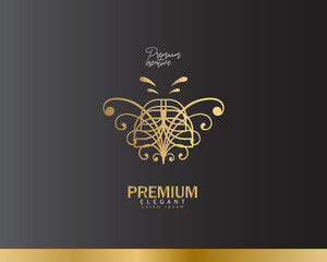 logo in the shape of a minimalist butterfly. beauty, luxury spa style. logo design, and business cards. Premium vector