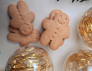 Close up of gingerbreads on the table,Christmas delicious cookies