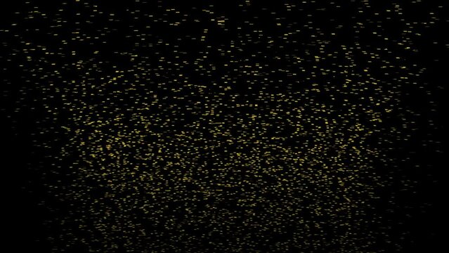  Slow motion black and yellow color loop transition animation background. Gold small rectangle shapes fill up entire screen background stock footage.