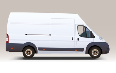 side view of a cargo van, realistic illustration