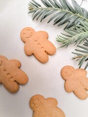 Close up of gingerbreads on the table,Christmas delicious cookies
