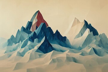 landscape with abstract mountains, nature background, low poly panorama, polygonal, texture, minimal pattern