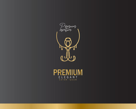 Wine bar logo template. Luxury and elegant wine glasses