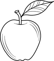 Apple vector illustration, isolated background, line art fruit