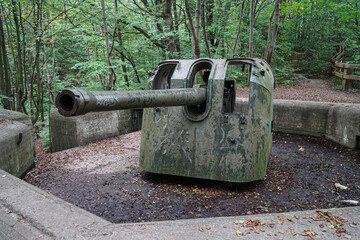 Artillery installations from the Second World War on a coastal hill in Poland.