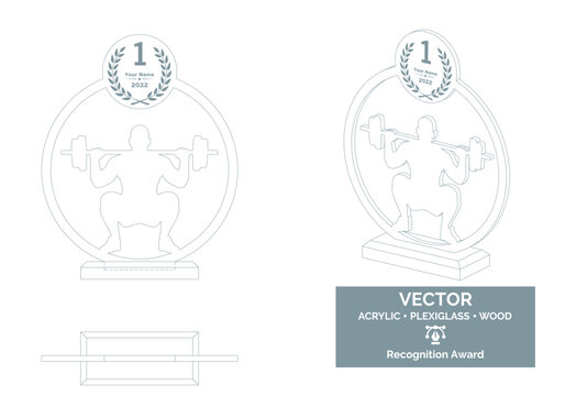 Bodybuilding Trophy Vector Template, Muscle Contest Trophy Template, Bodybuilder Championship Recognition Award