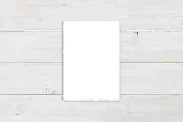 5x7 Poster Mockup on Modern Wood Background with Clipping Path