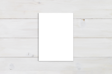 5x7 Poster Mockup on Modern Wood Background with Clipping Path