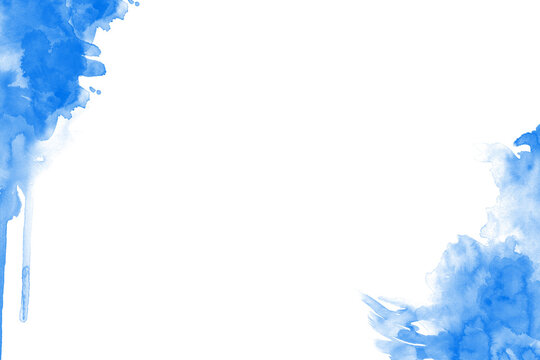 Abstract Blue Watercolor Splashes Isolated from Background