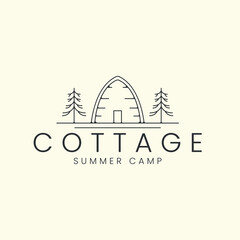 linear cottage style logo vector illustration icon template design. barn, cabin, house logo design
