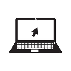 Laptop computer cursor arrow icon | Black Vector illustration |