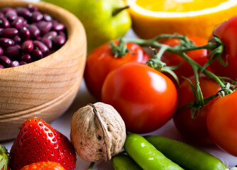 Fresh different vegetables and fruits