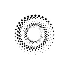 Dot circle logo halftone background. Vector illustration.
