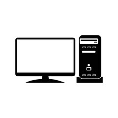 Computer desktop monitor case icon | Black Vector illustration |