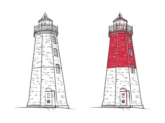 Hand drawn illustration of a lighthouse