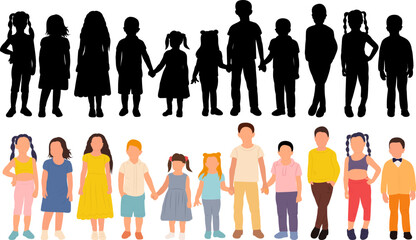 silhouette kids on white background isolated vector