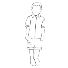 boy sketch ,contour on white background isolated vector