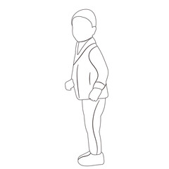 boy sketch ,contour on white background isolated