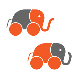 modern sign of an elephant on wheels