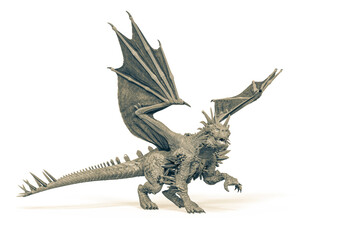 Fototapeta premium dragon is walking side view