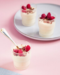 Valentines dessert with cream and stawberries
