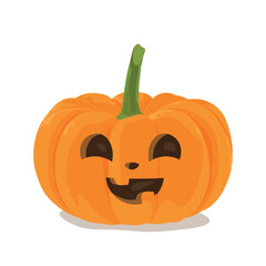 Carved Halloween pumpkin on white background