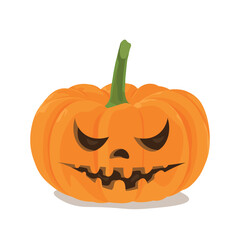 Carved Halloween pumpkin on white background