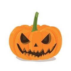 Carved Halloween pumpkin on white background