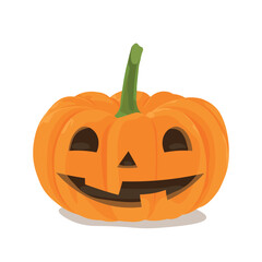 Carved Halloween pumpkin on white background
