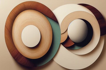 wood circles illustrations, textured background, modern art, render, vintage pattern, concept art